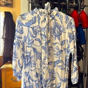 Cynthia Steffe Blue and White Floral Blouse